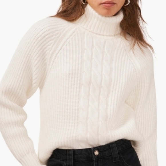 1. State Sweaters - 1.STATE Back Cutout Cream Turtleneck Raglan Sleeves Sweater Women's Size XXL NWT